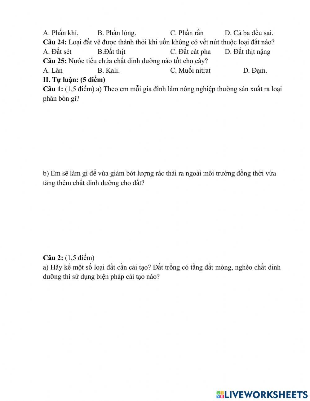 Đề kiểm tra giữa kì CN7