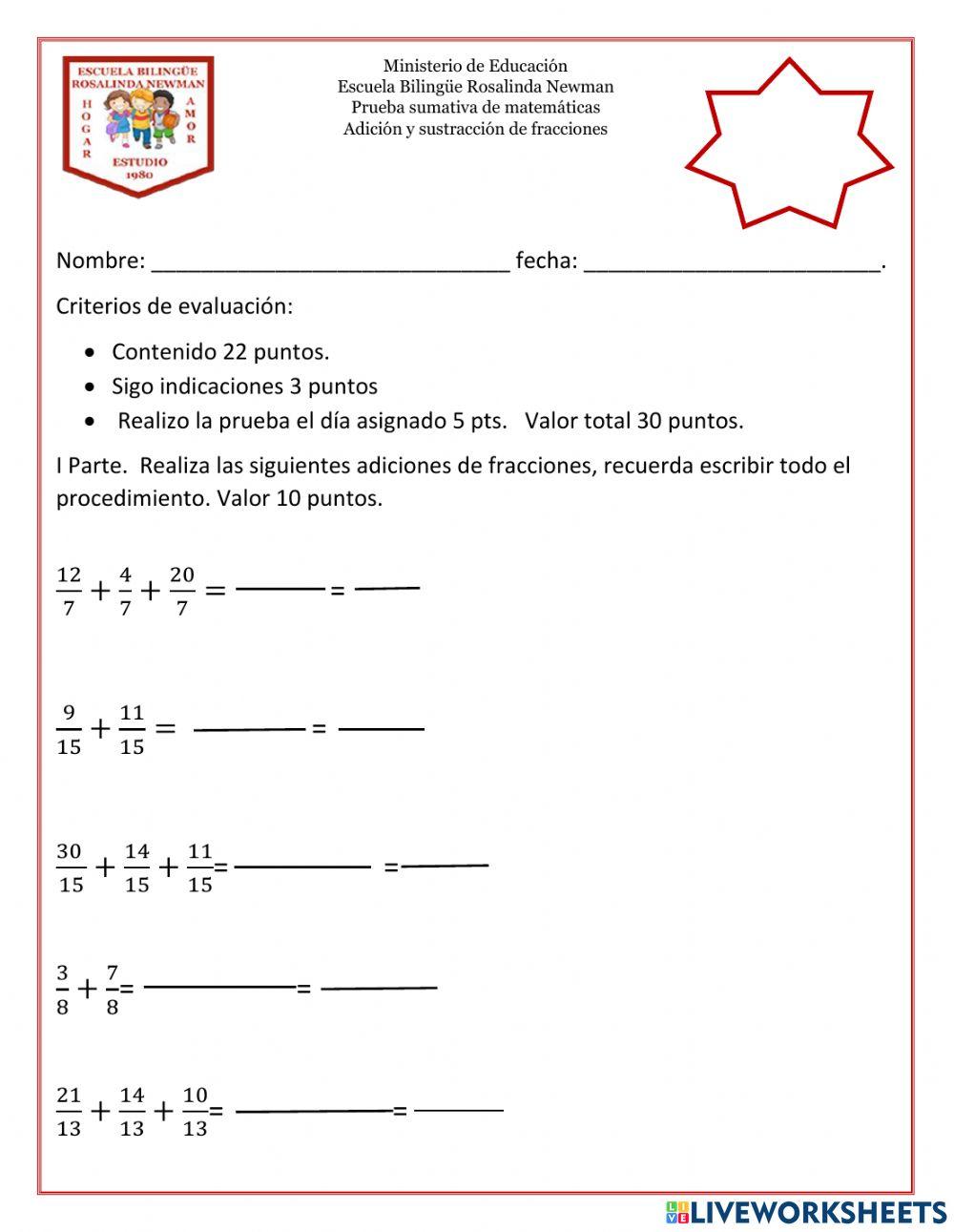 Adición y sustracción de fracciones