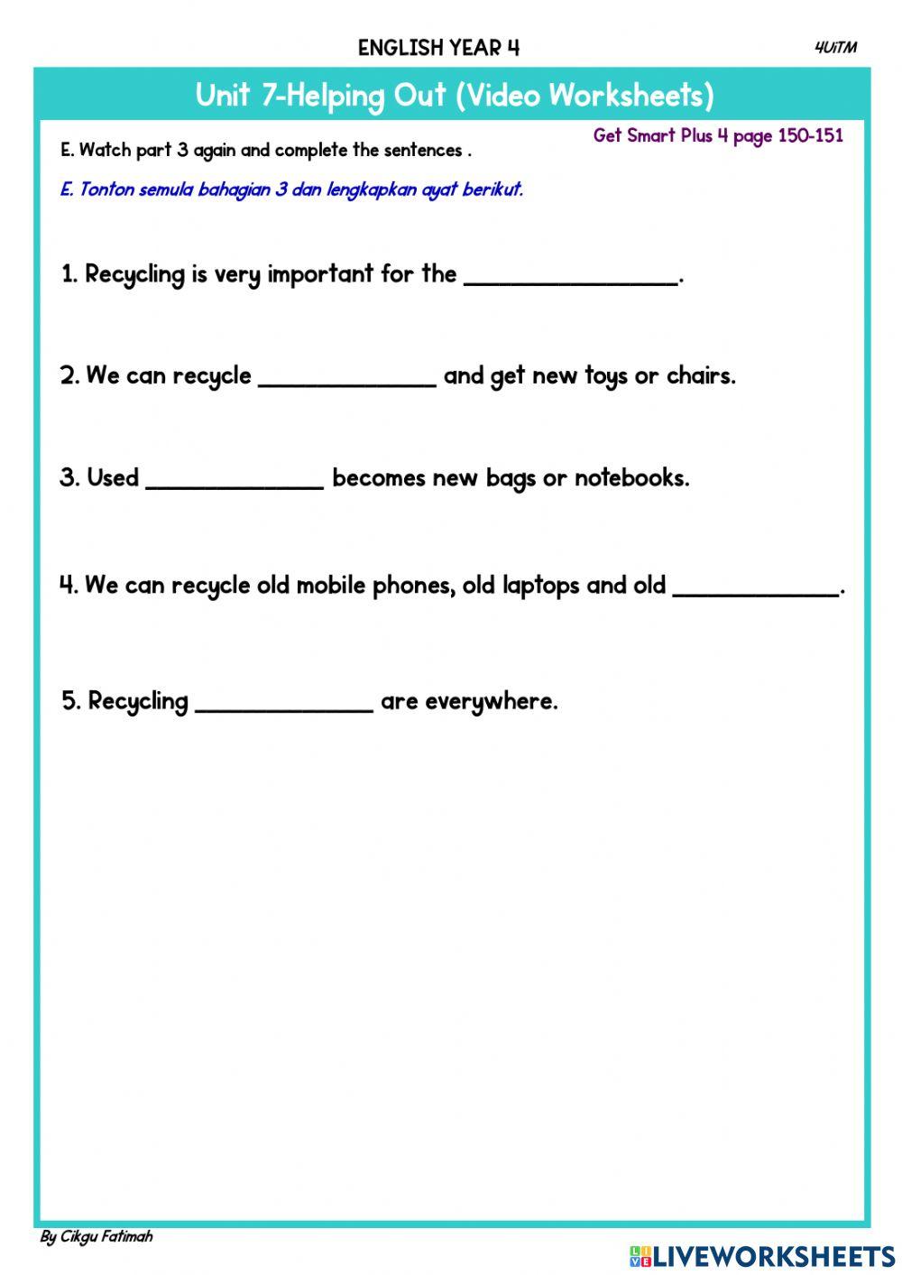 Unit 7-Helping Out (Video Worksheet)