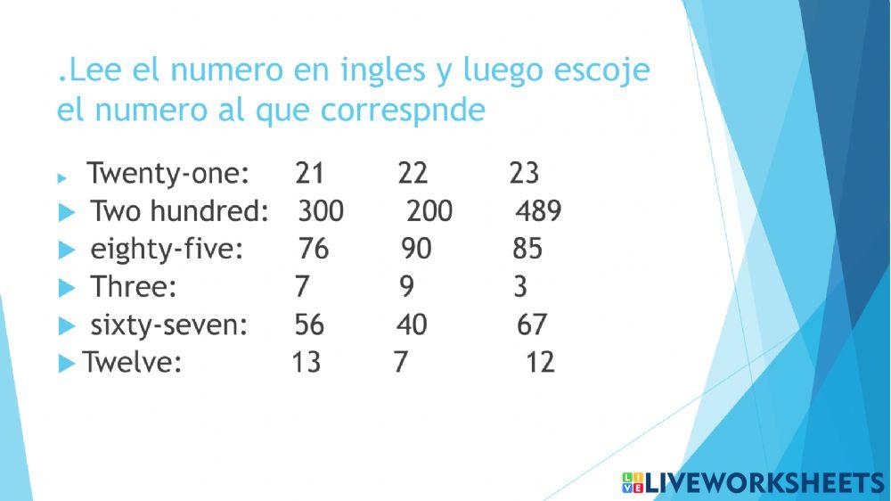 Numeros en ingles
