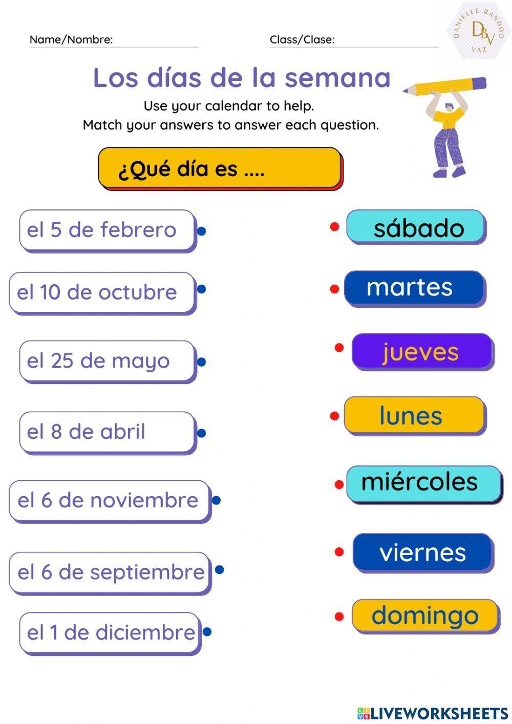 The Days of the Week in Spanish  Días de la semana School Guide