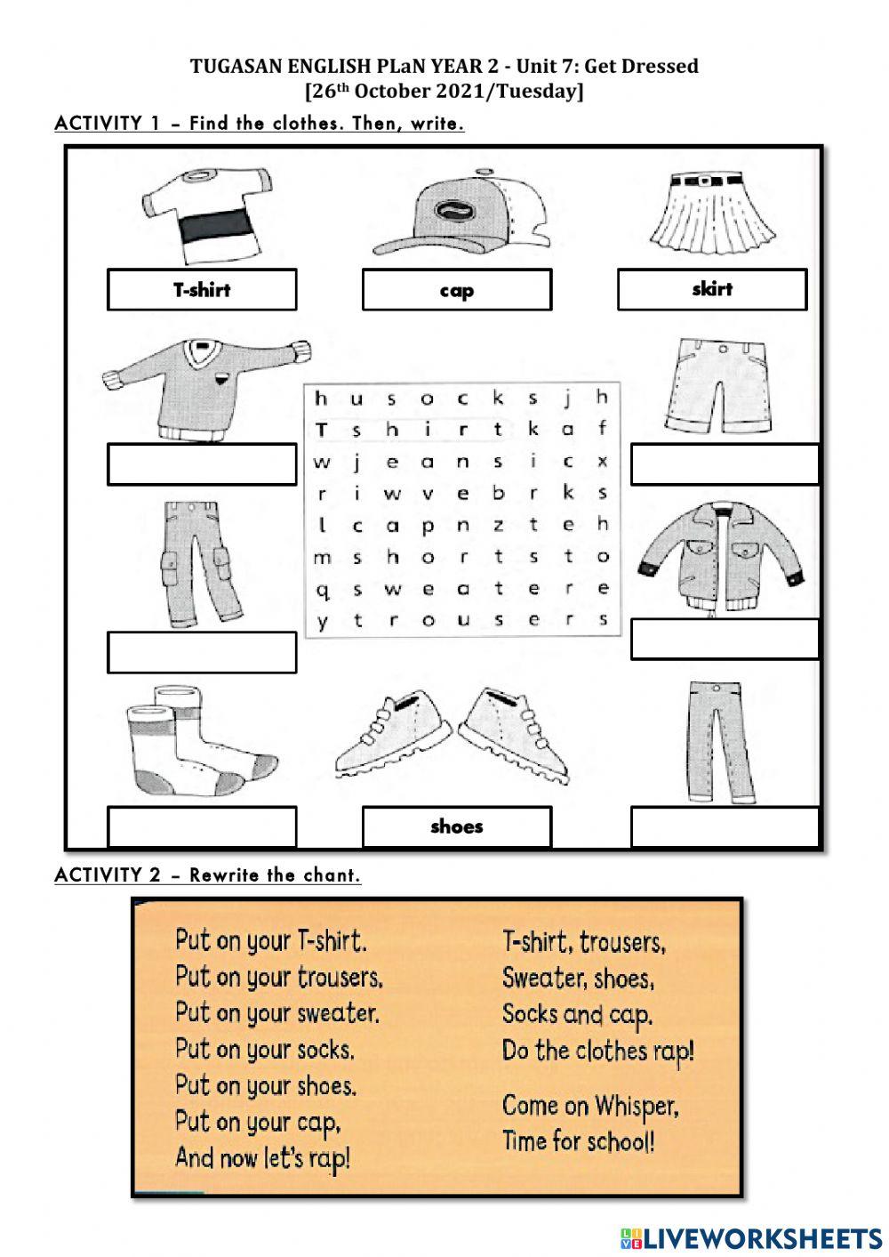 PLaN Superminds Unit 7: Get Dressed (Writing 1)