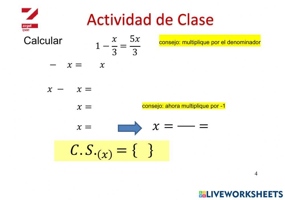 Ecuaciones 1er grado 4