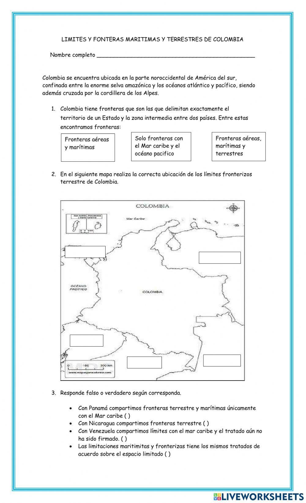 Limites terrestres y maritimitas de Colombia