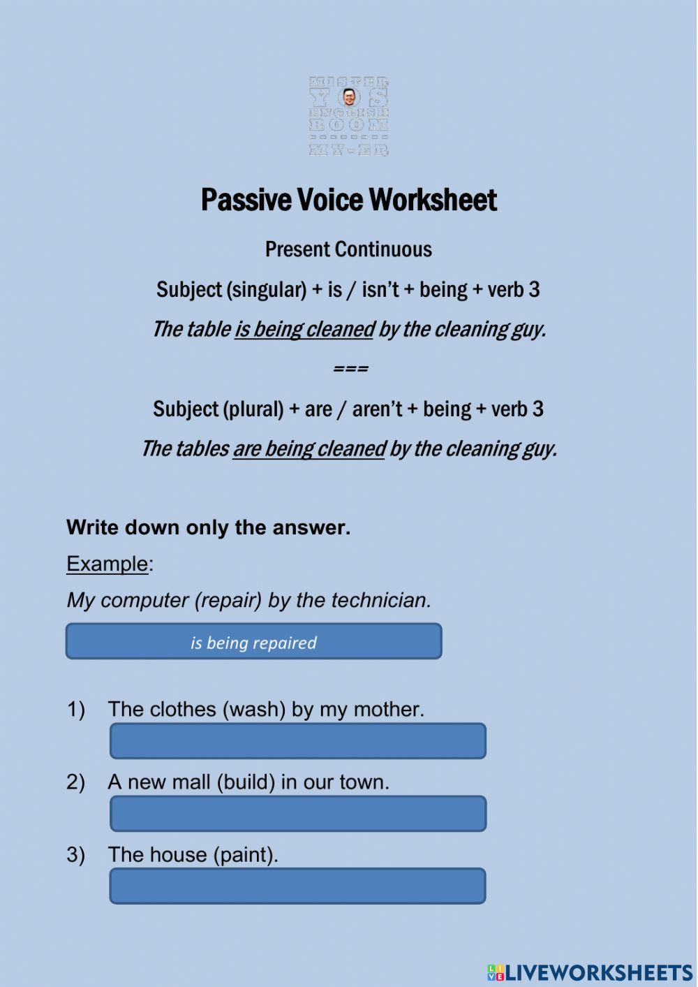 Passive Voice Worksheet