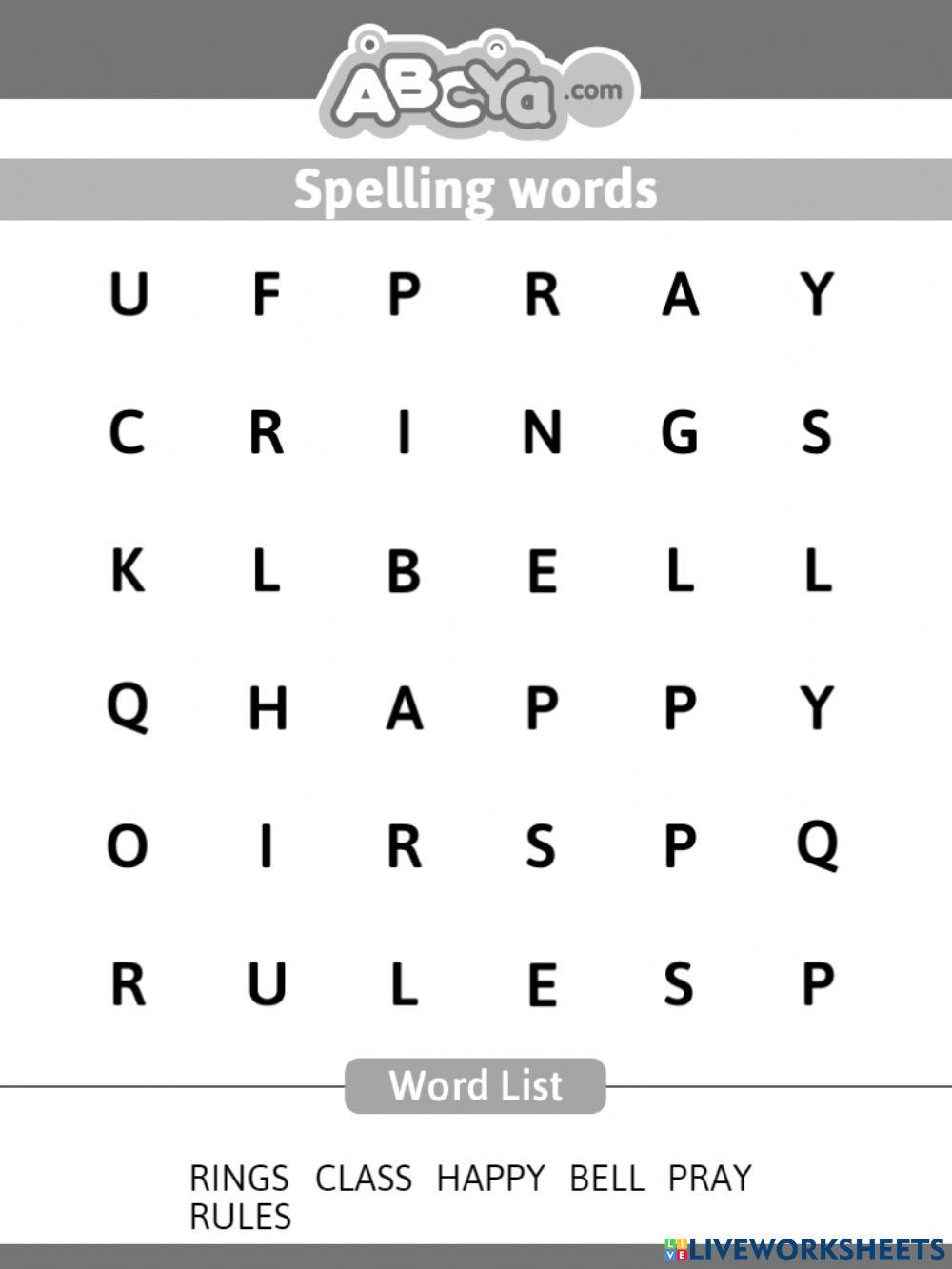 Spelling words 1