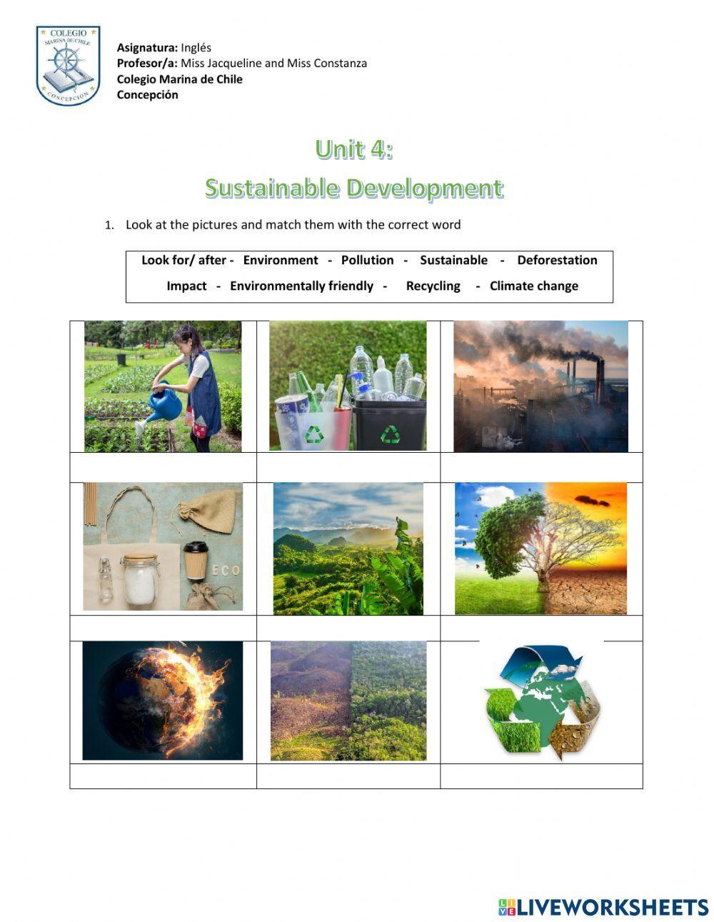 2°M Unit 4: Sustainable Development activities