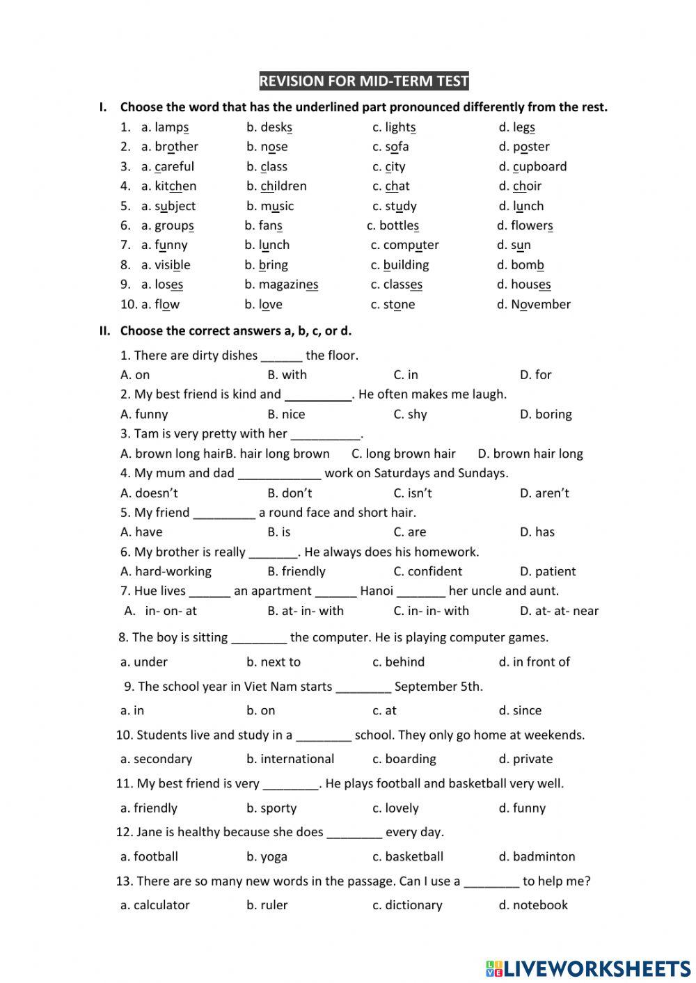 G6-Revision for Mid-term Test 1