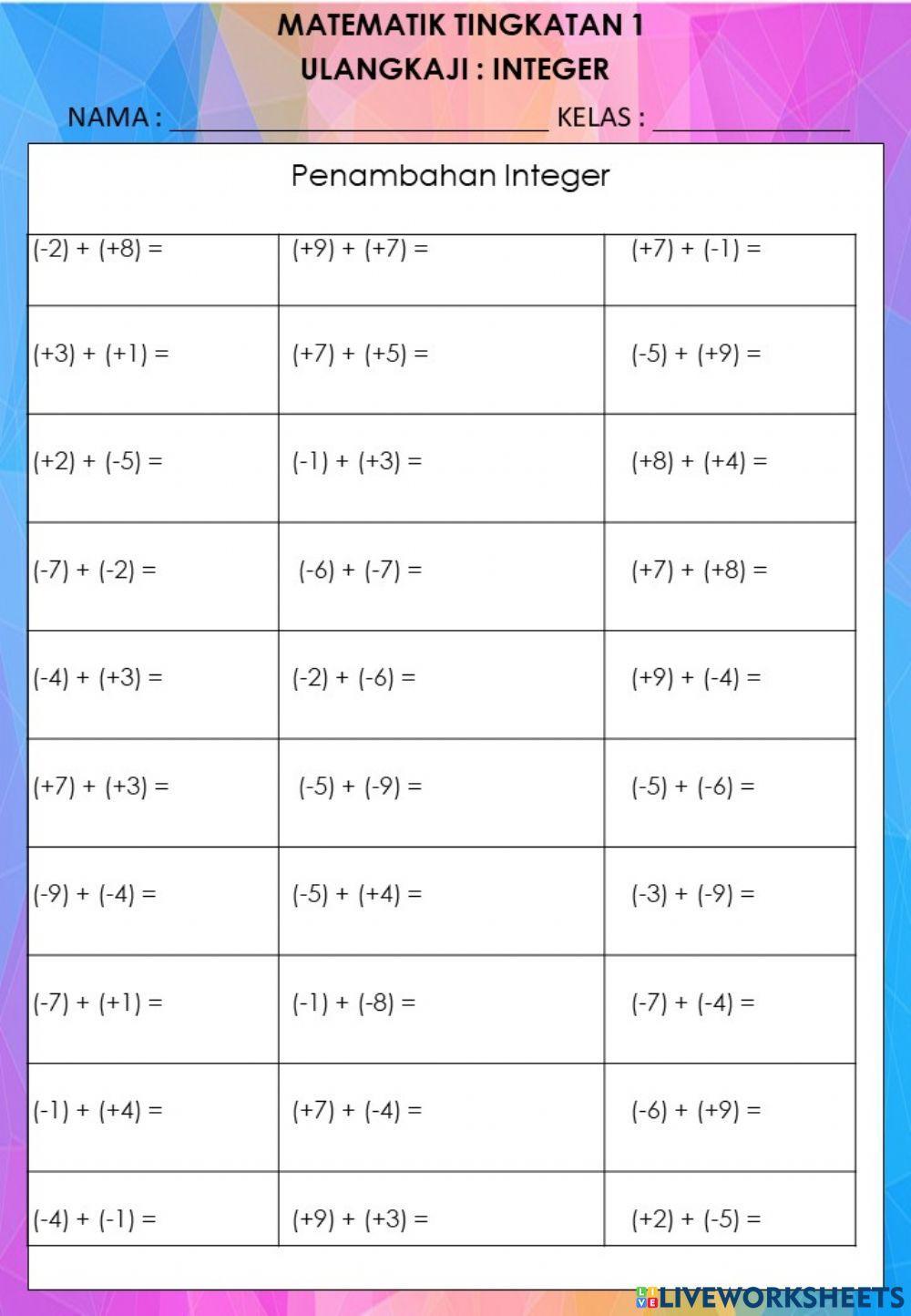 Penambahan integer