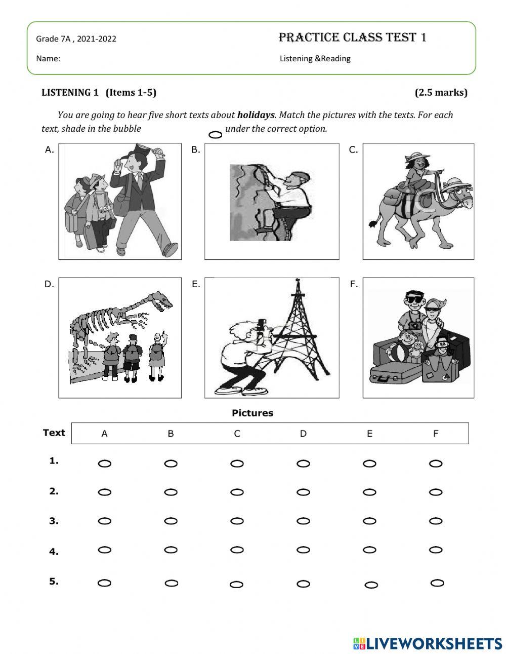 Class test 1 practice worksheet live worksheets