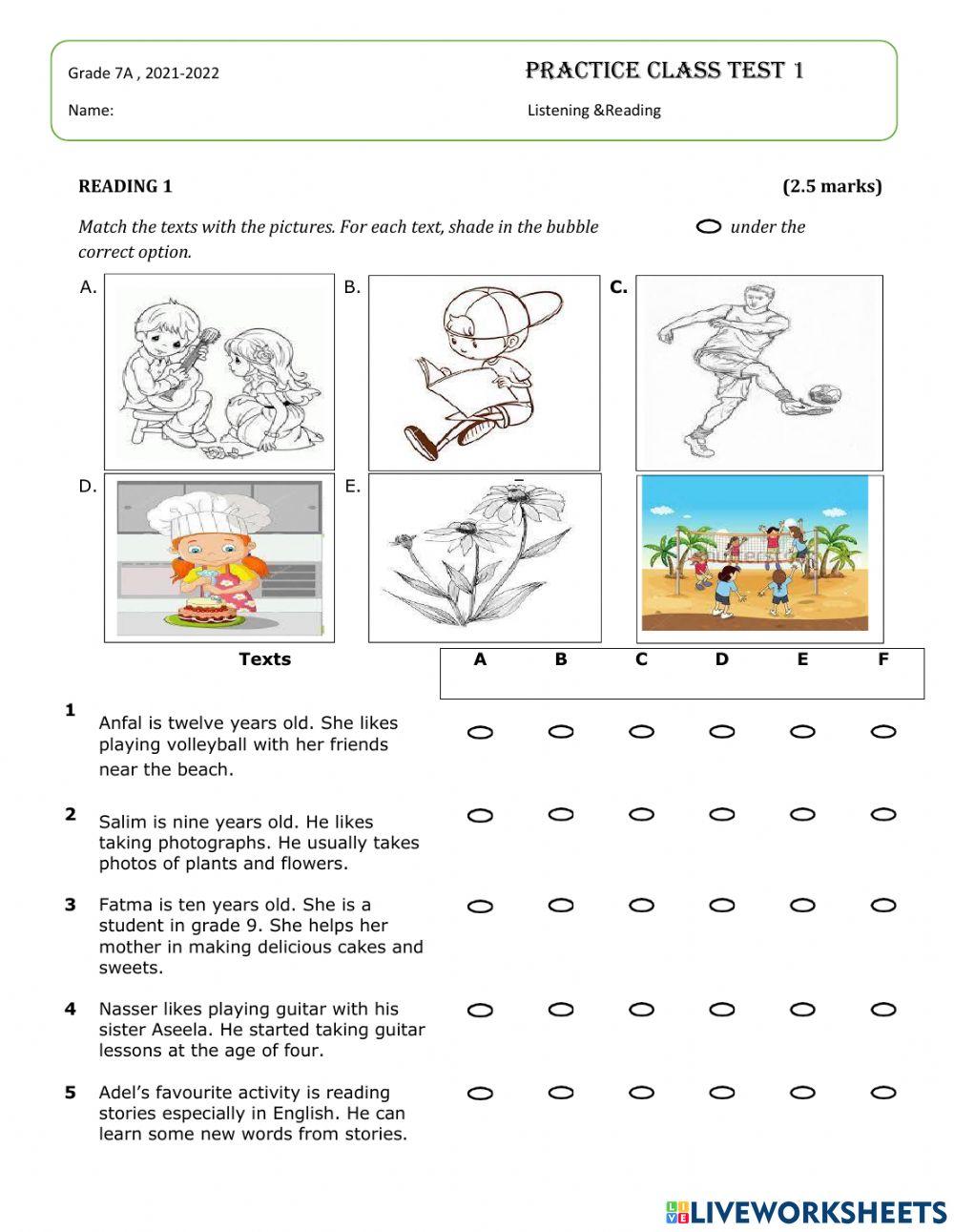 Class Test 1 (practice)