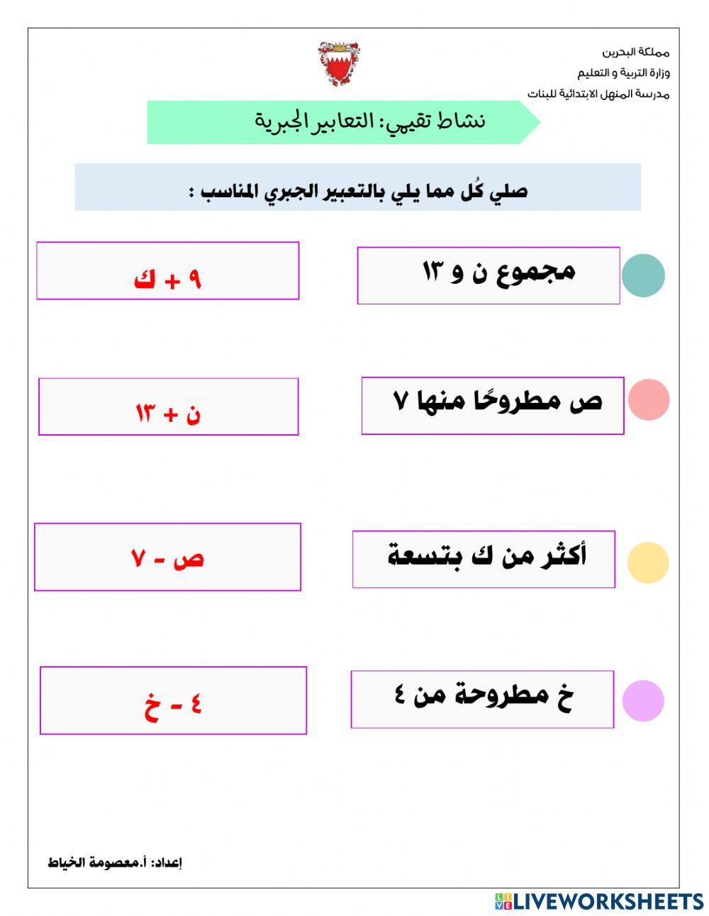 التعابير الجبرية