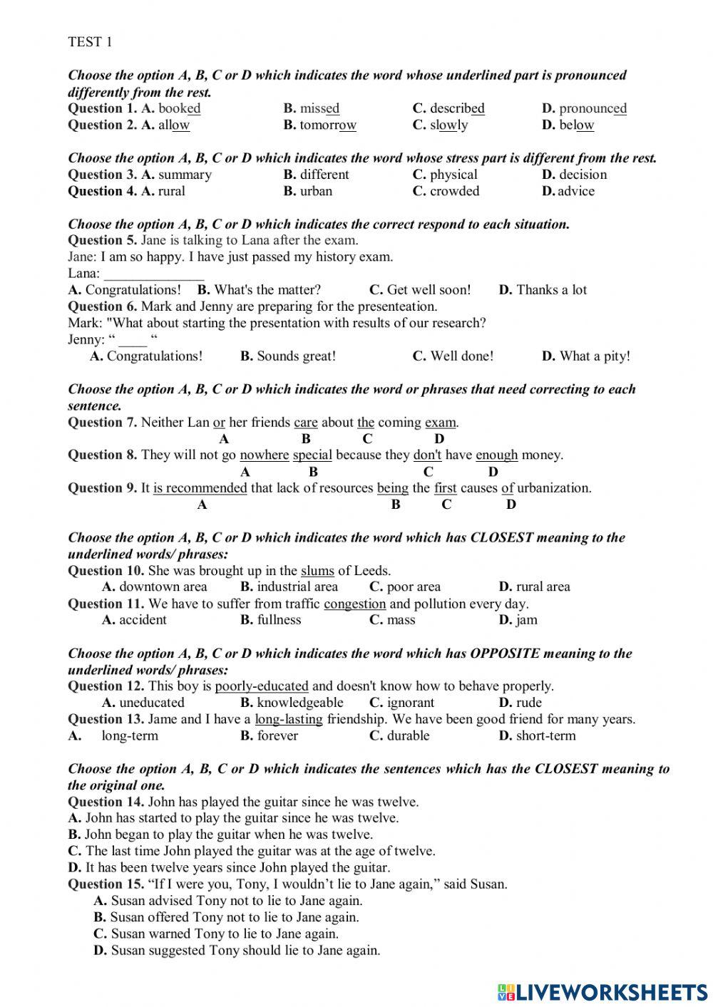 First mid-term test  a - g12
