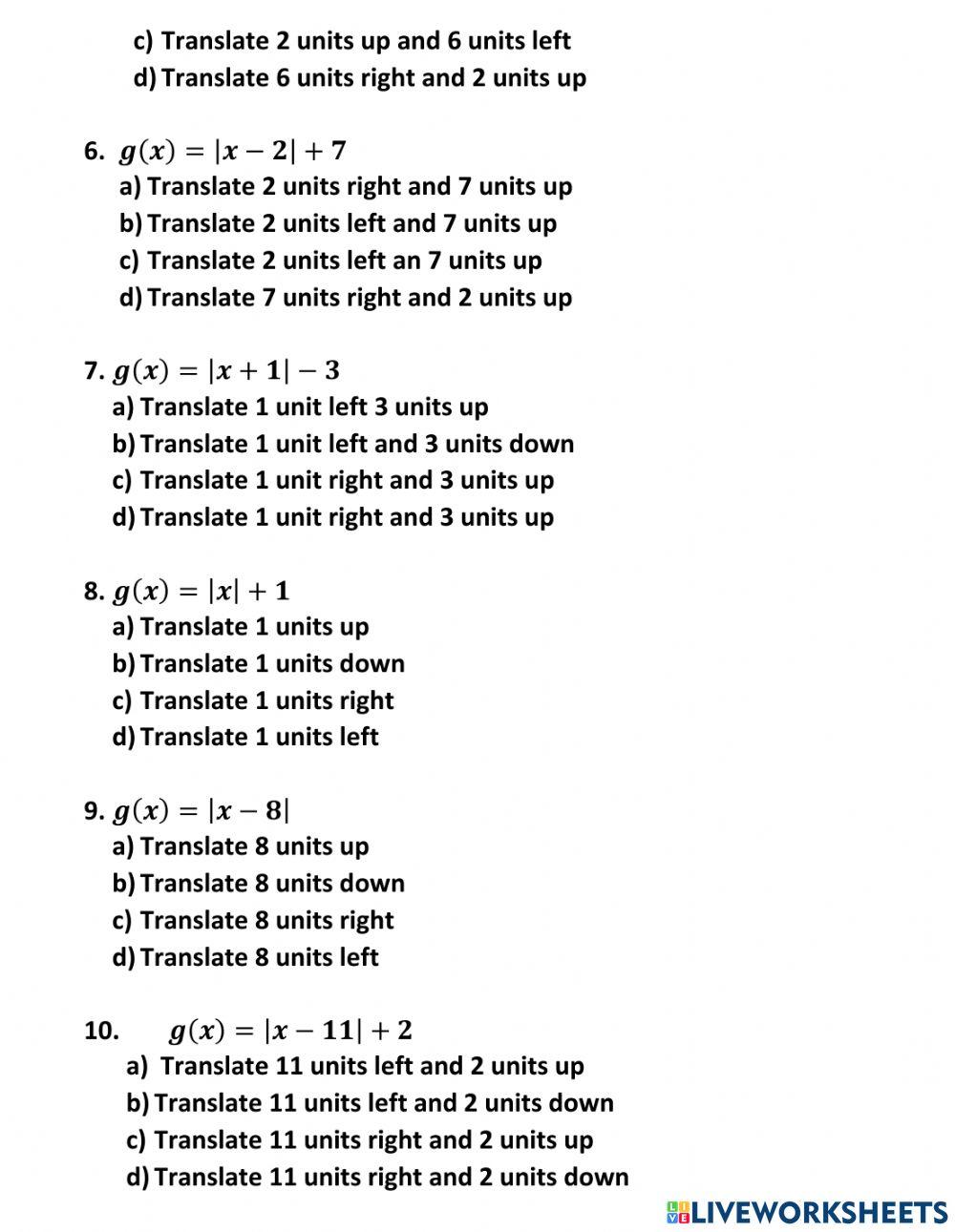 9 Advance Mathematics Lesson – 4.7 (Absolute value function)