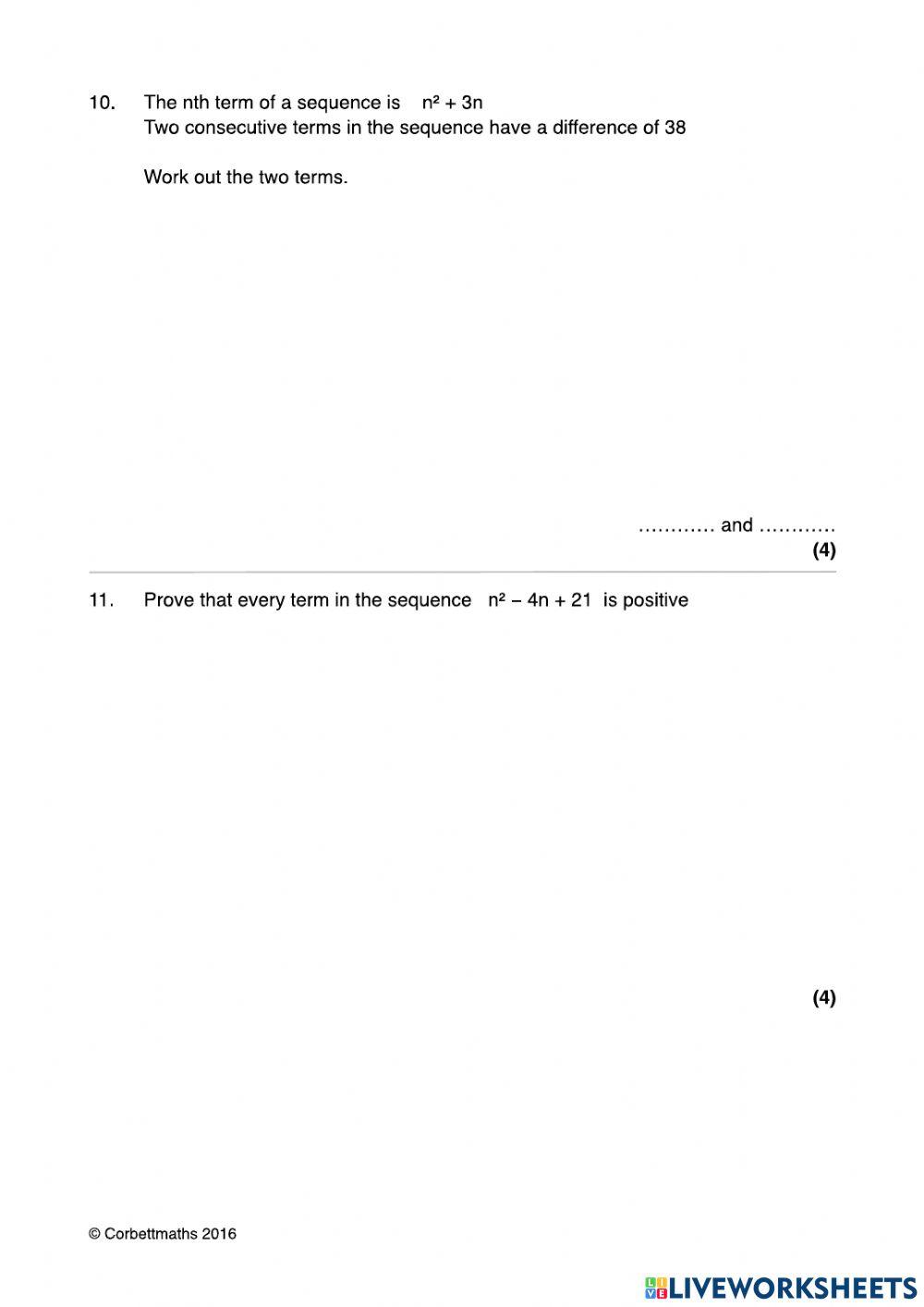 Quadratic Sequences