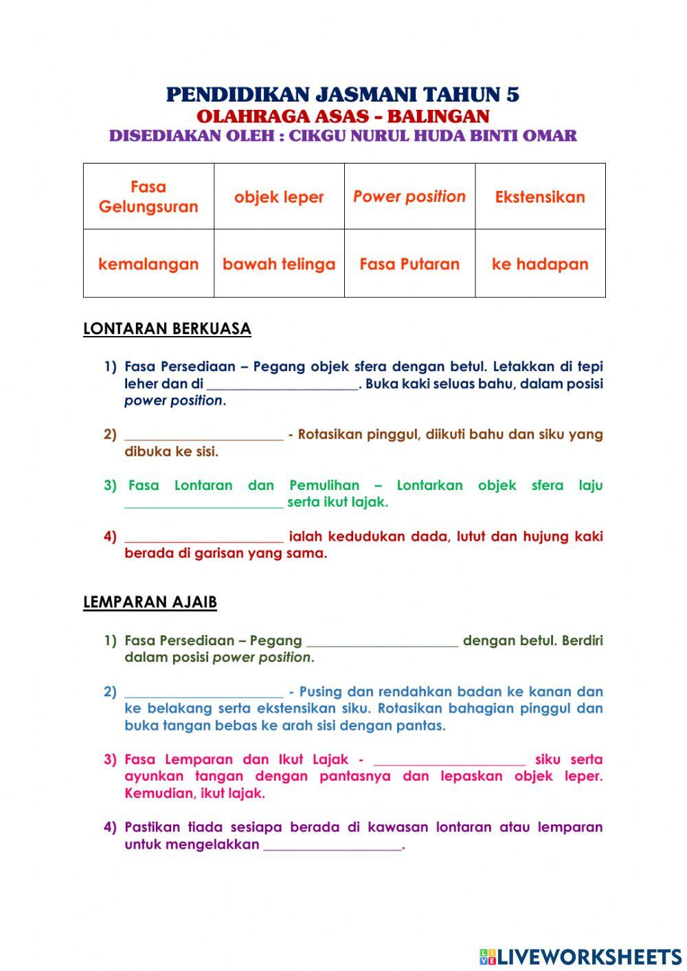 Pendidikan Jasmani Tahun 5