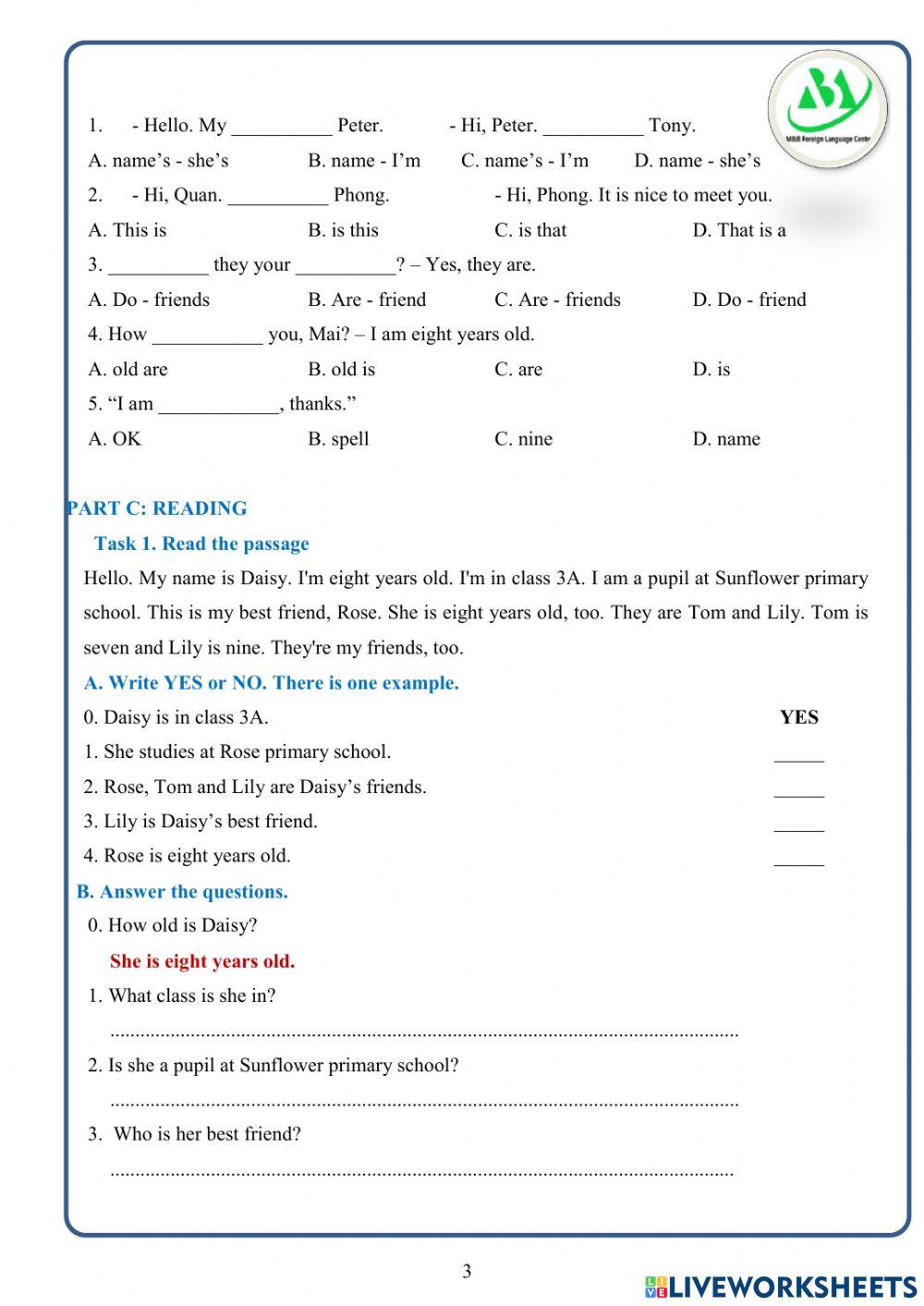 Mid-term 1 - Grade 3