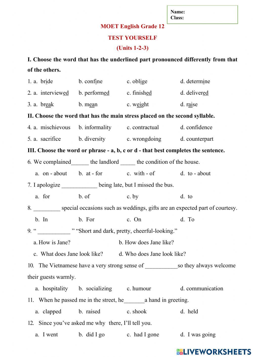 MOET English G12 Review