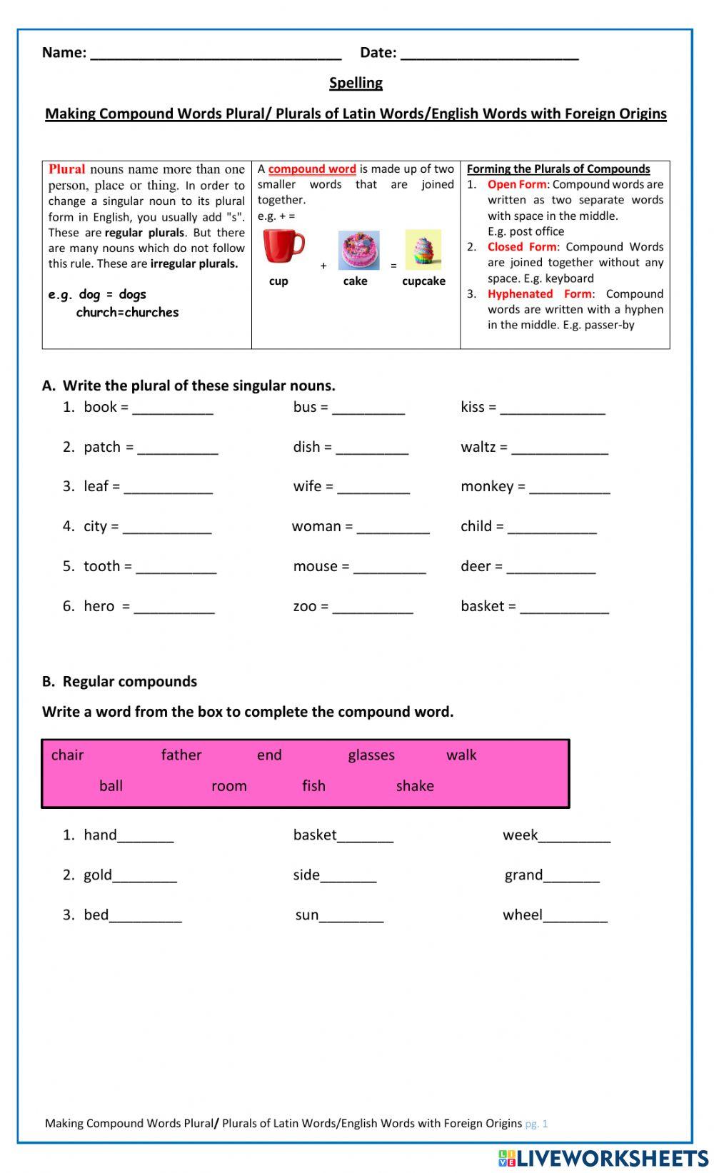 Making Compound Words Plural Plurals of Latin WordsEnglish Words with