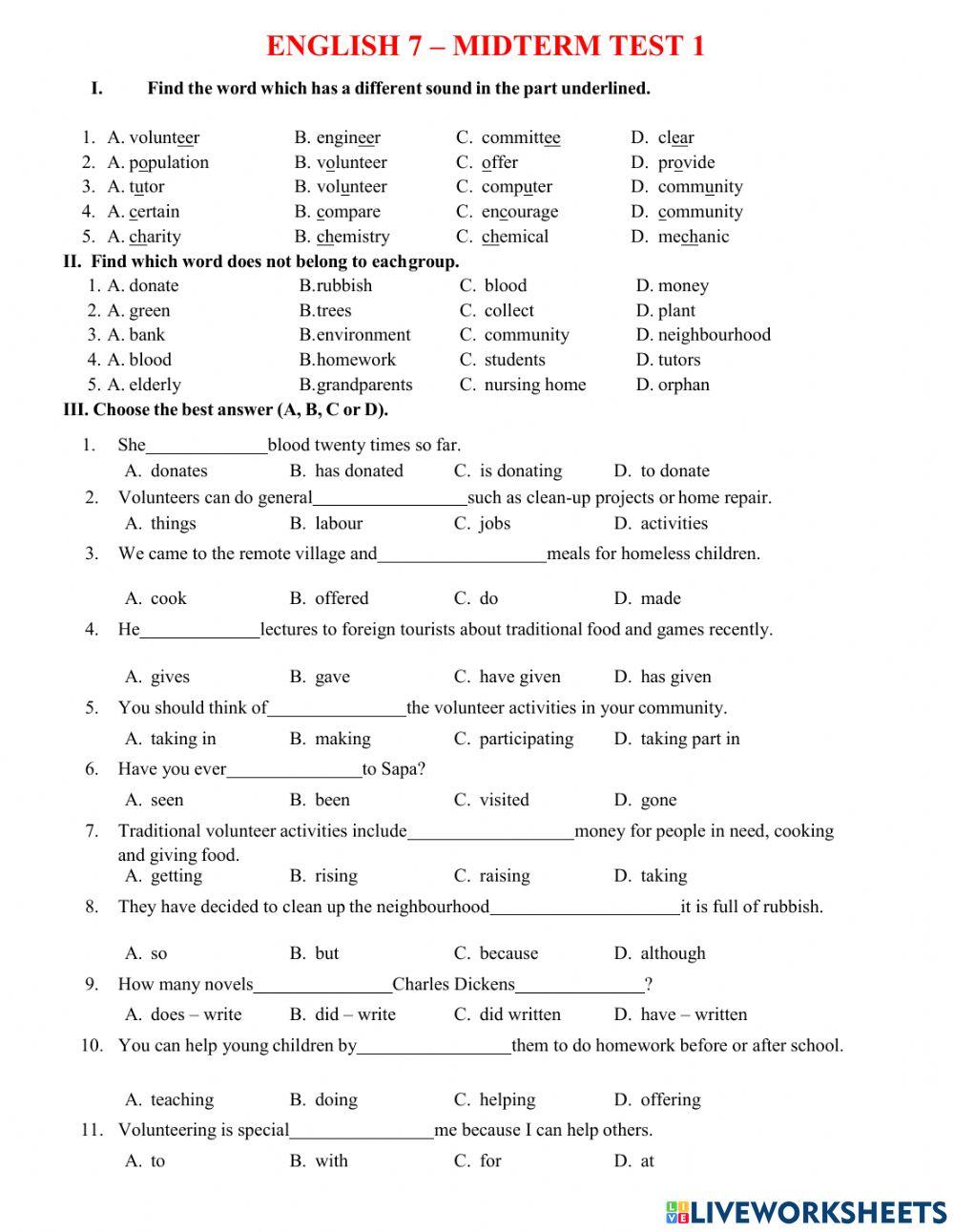 Midterm first semester Grade 7