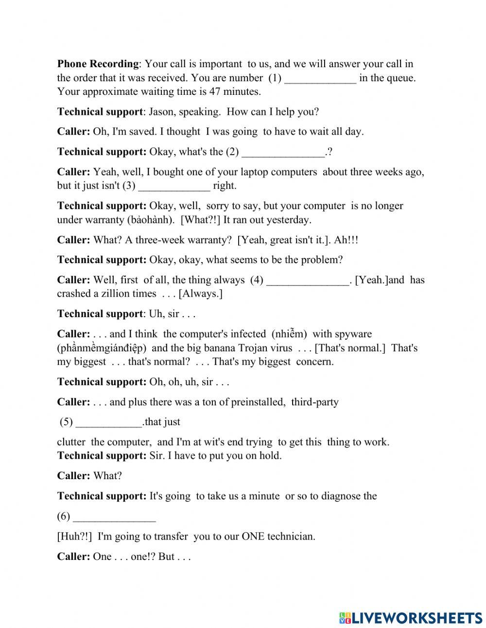 Lesson 6- listening- teacher's handout dt3