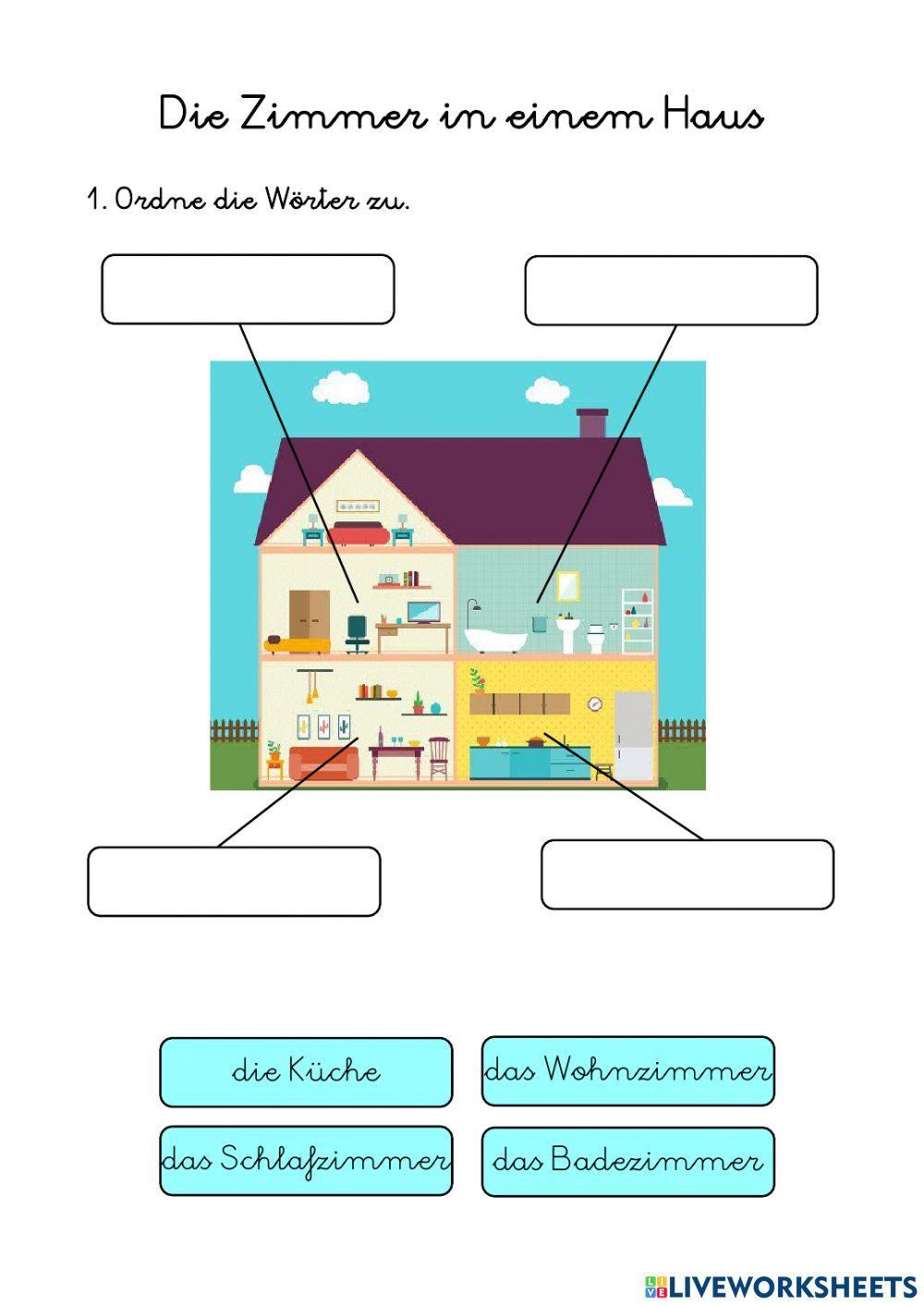 Die Zimmer in einem Haus worksheet Live Worksheets