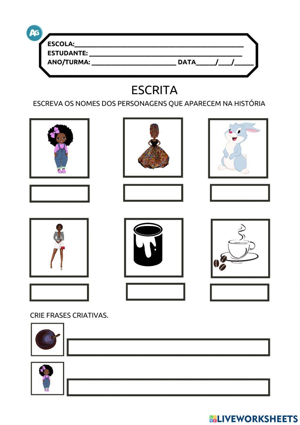 Escrita de palavras e frases