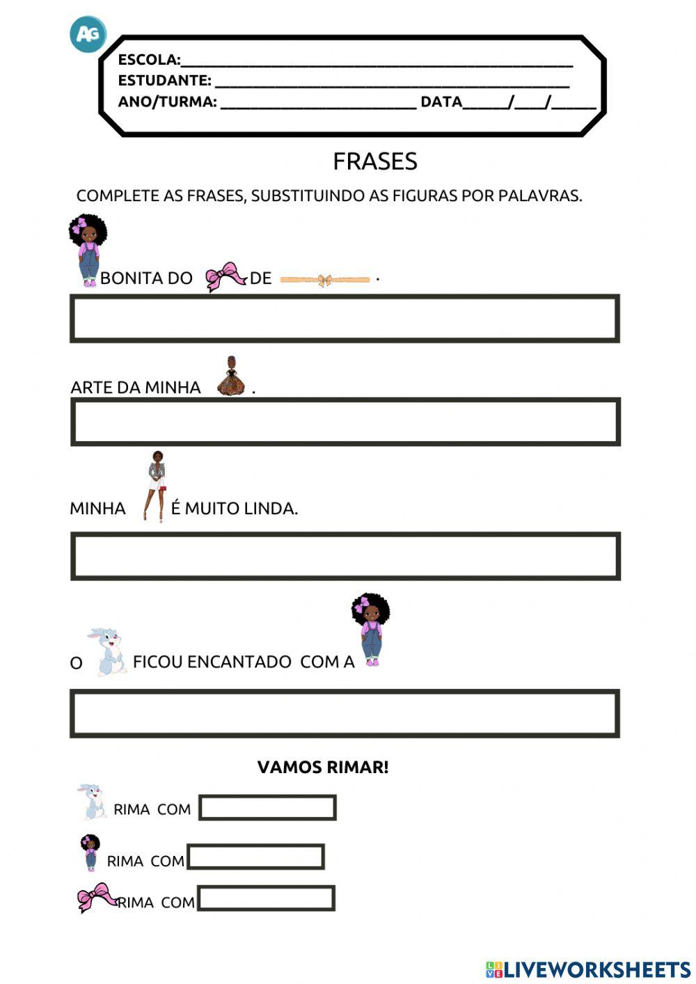 Escrita de palavras e frases