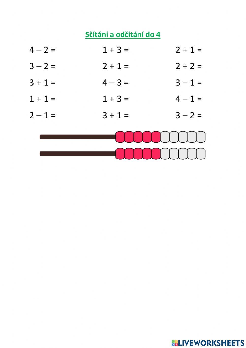 Sčítání a odčítání do 4