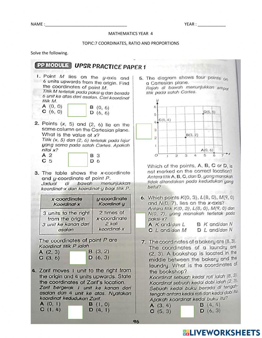 Coordinate,ratio and propotions
