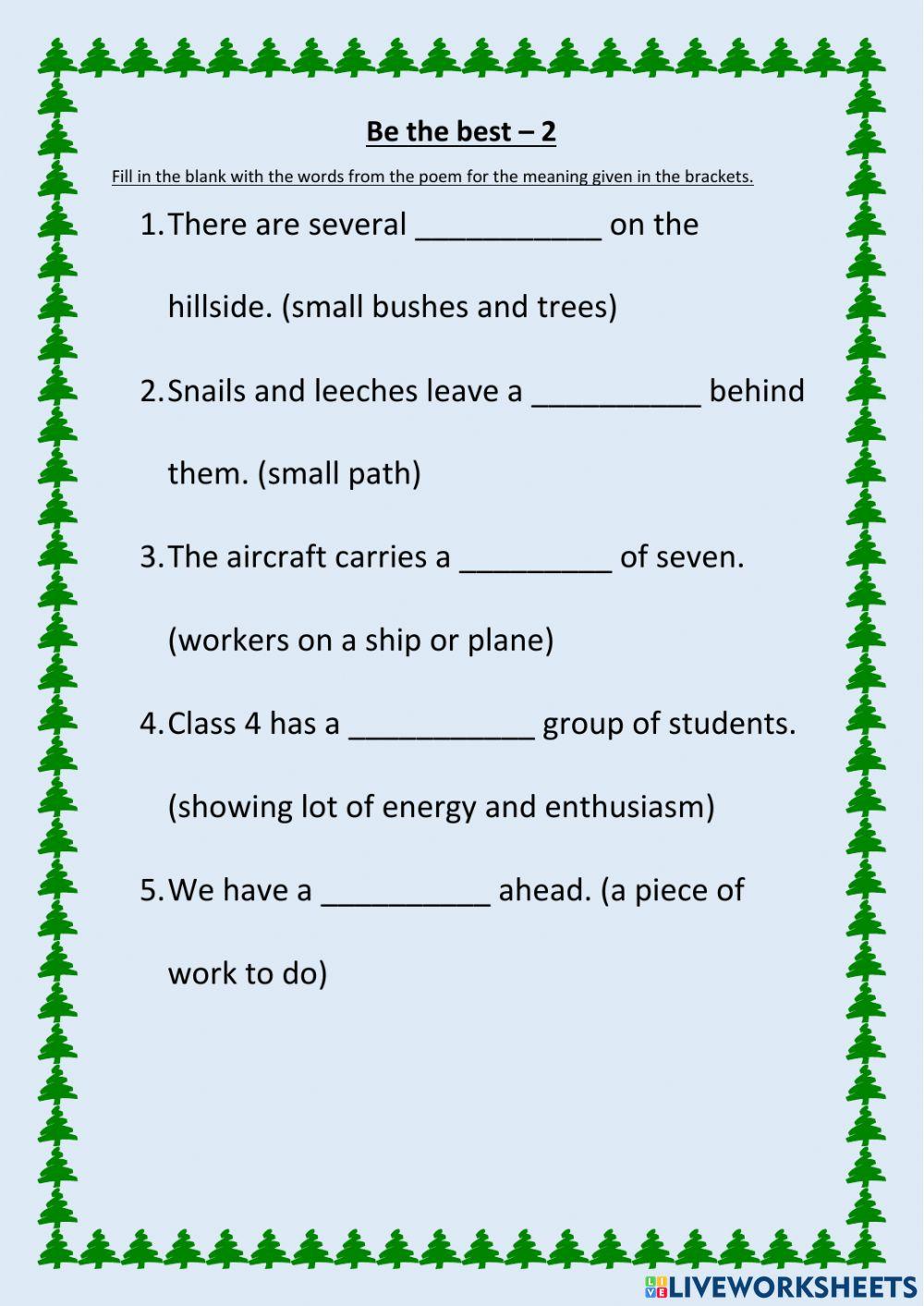 Be the Best interactive worksheet | Live Worksheets