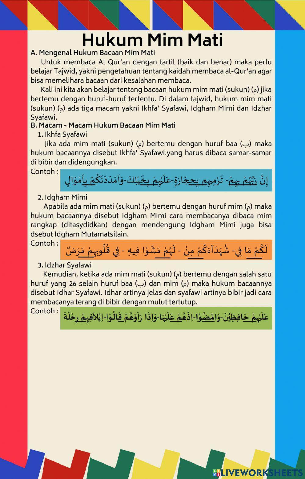 Al Quran Hadits - Hukum Mim Mati,Waqaf dan Washal