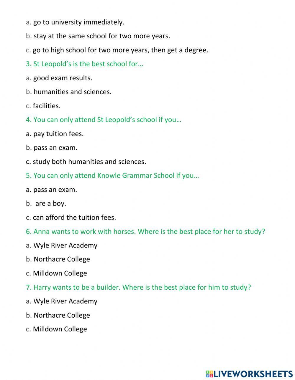 A2 reading education and transport