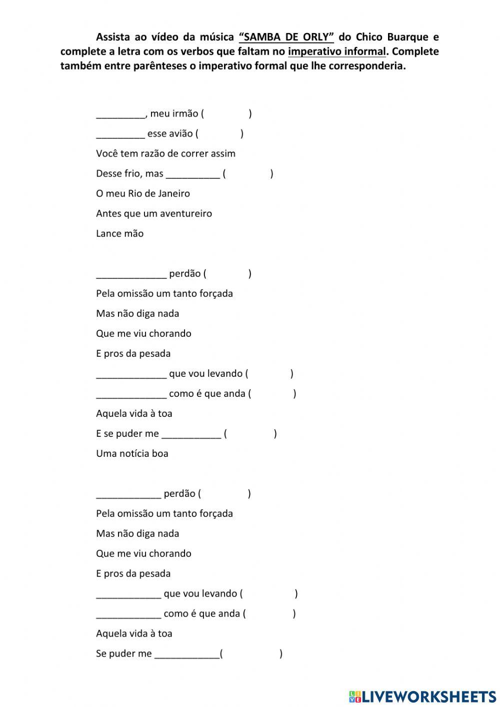 MODO IMPERATIVO - Samba de Orly