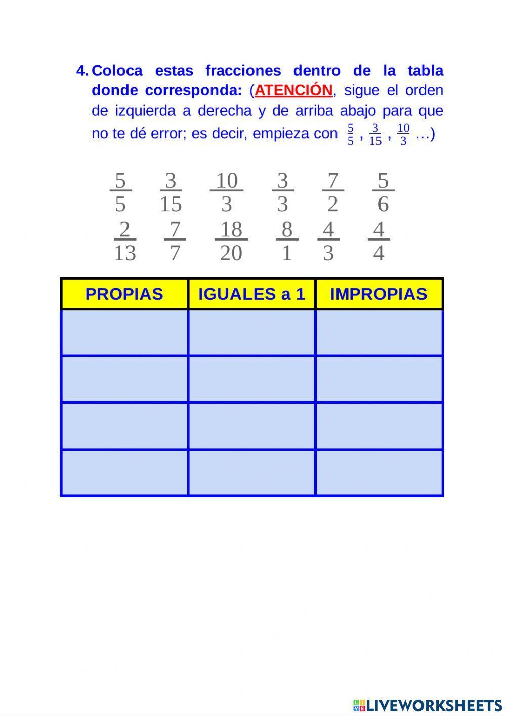 FRACCIONES PROPIAS e IMPROPIAS