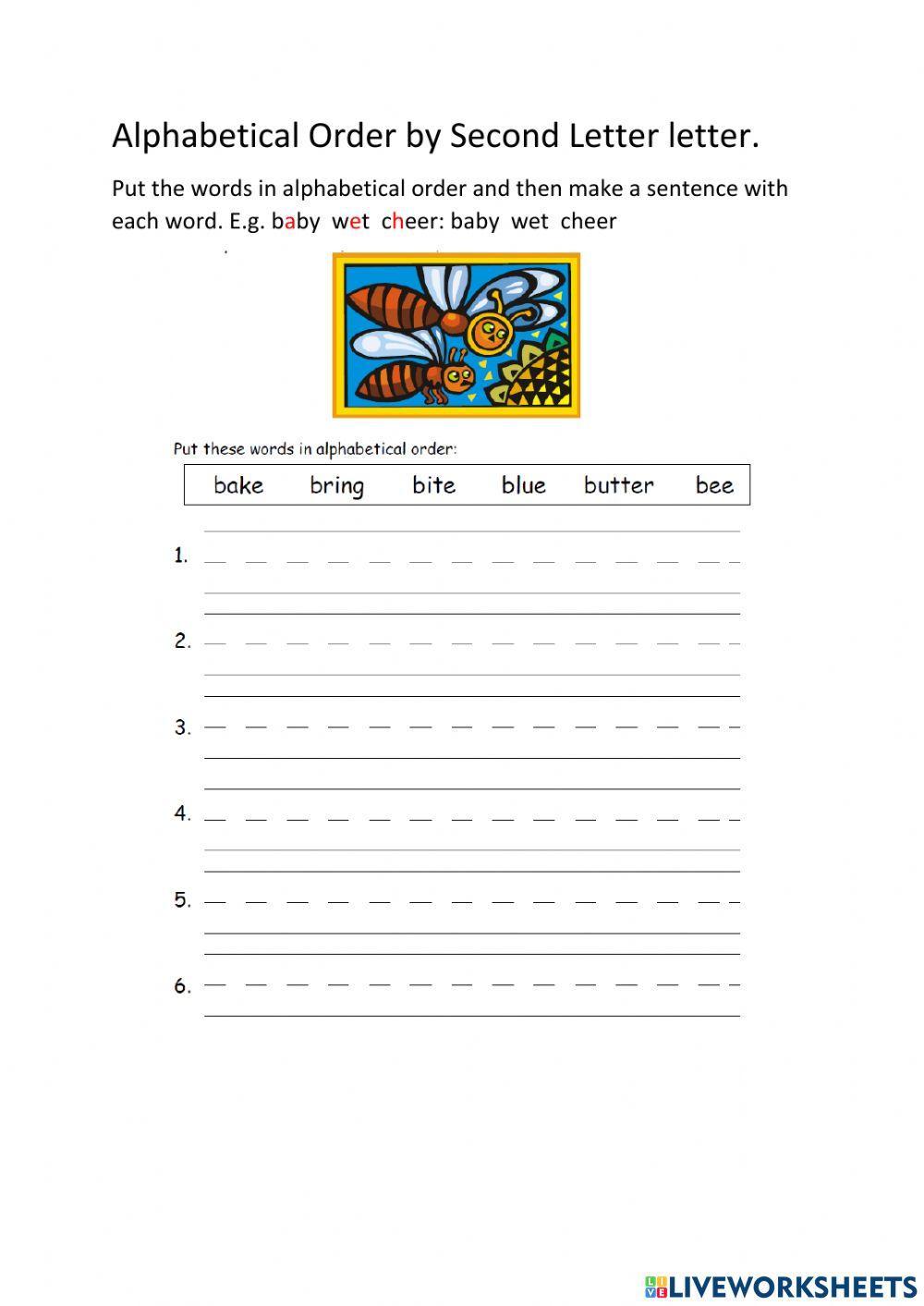 Alphabetical Order with the Second Letter.