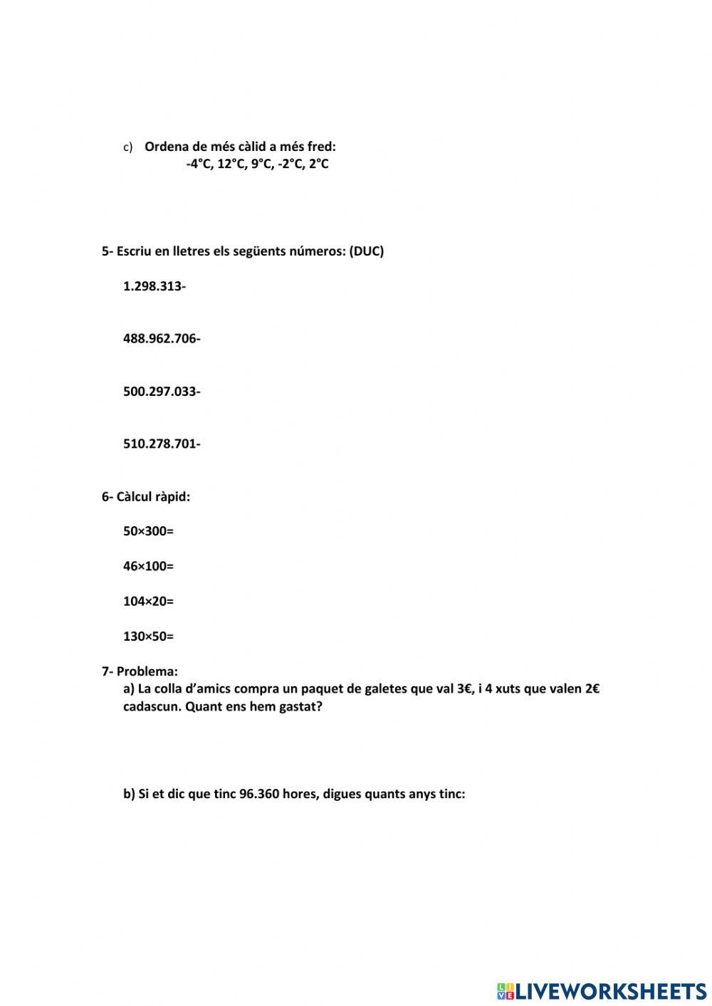 PROVA 5e matemàtiques