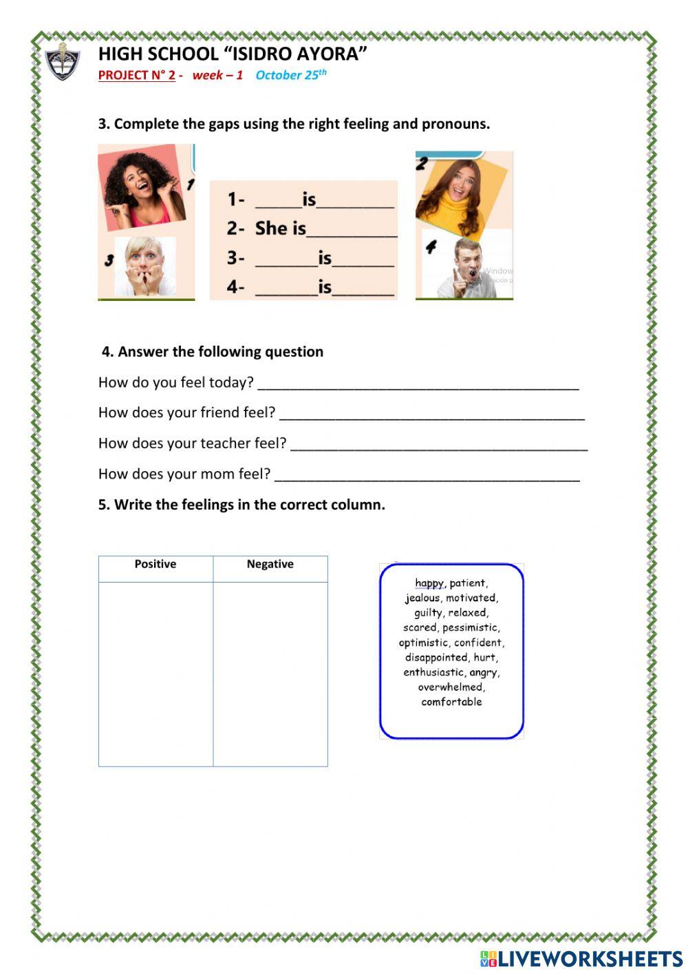 Project 2-week 1- Feelings -8th year