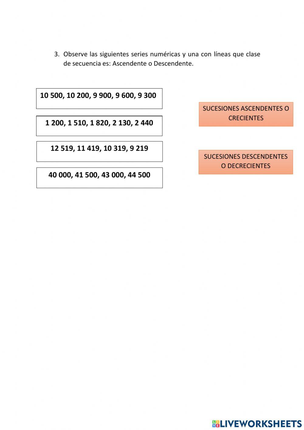 Sucesiones numéricas Sucesiones numéricas
