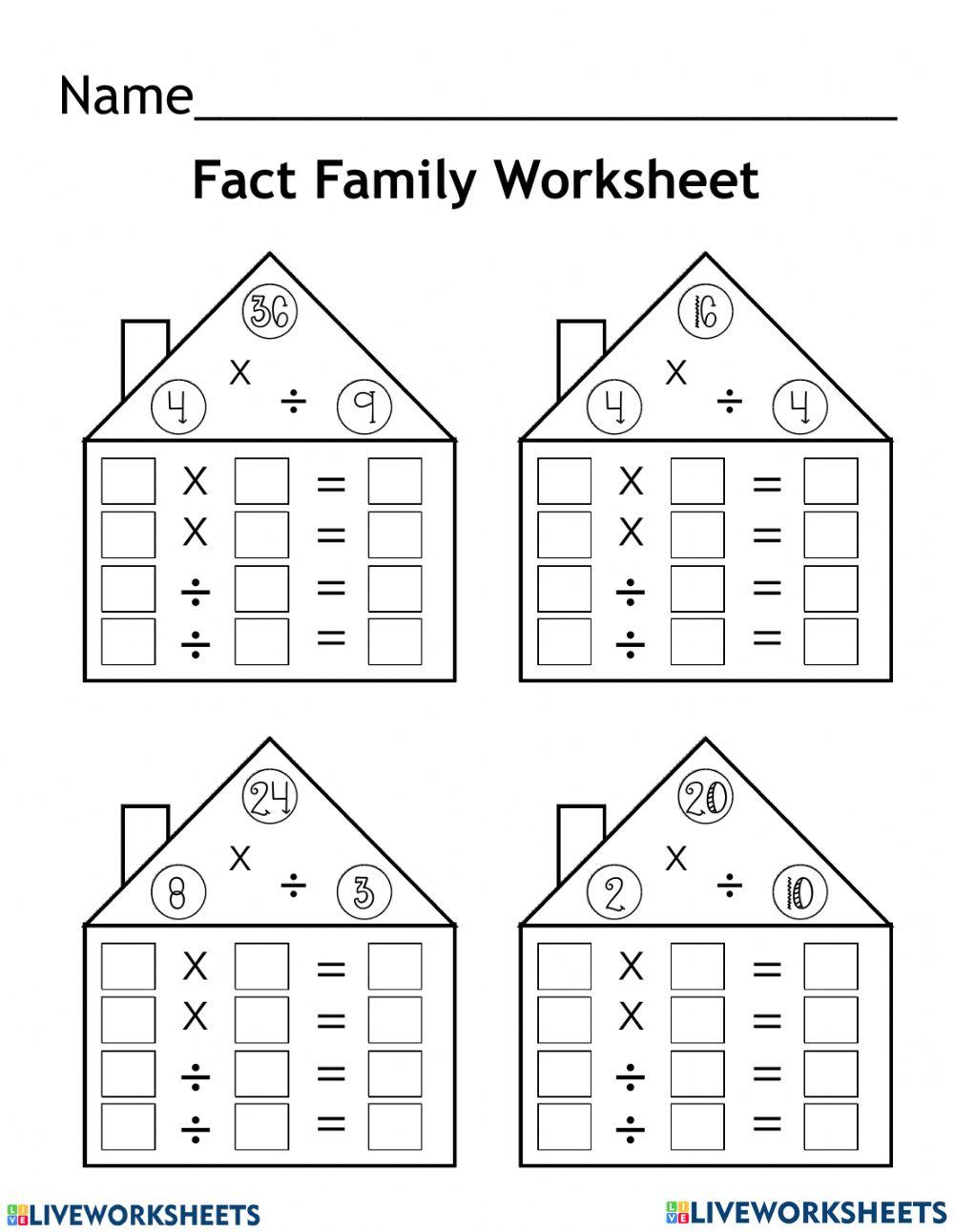 Division-Multiplication Fact Families