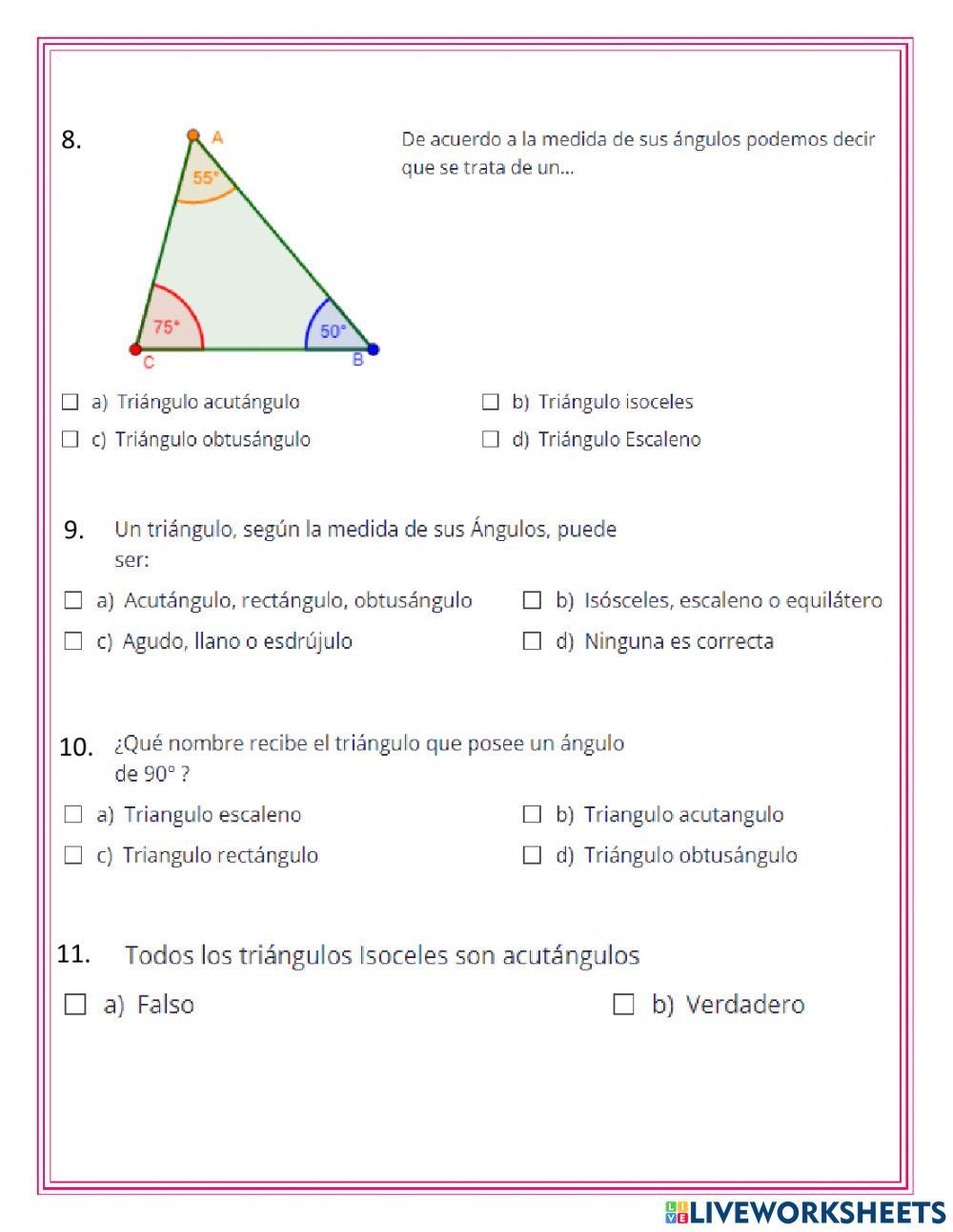Clasificación de triángulos según la medida de sus ángulos