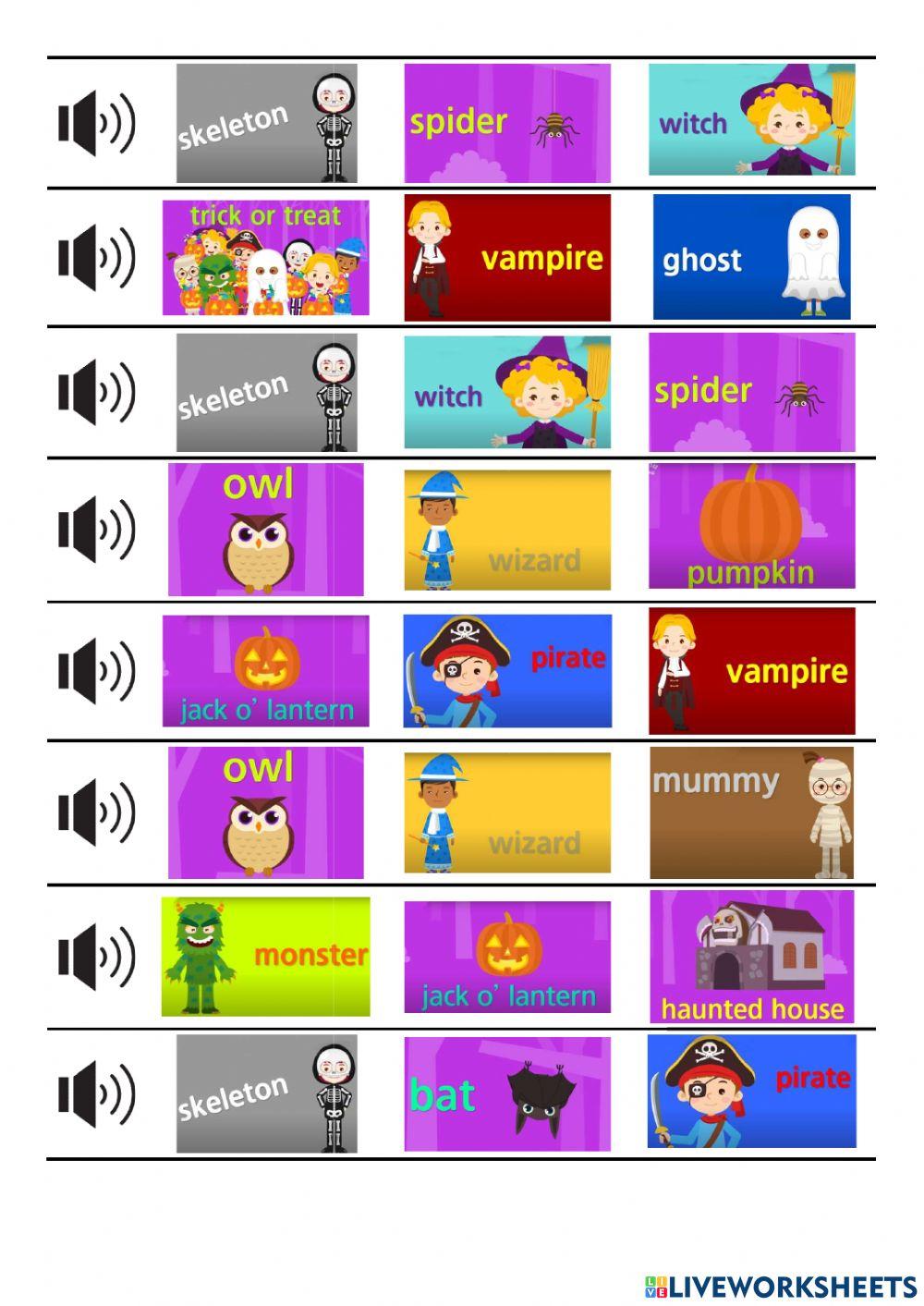 Halloween vocabulary