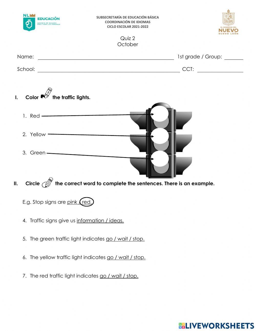 Quizz 1st,2nd grade october