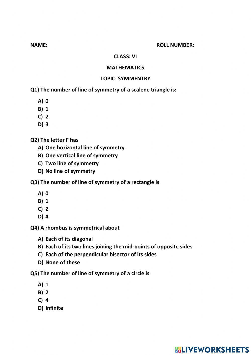 Multiple choice questions