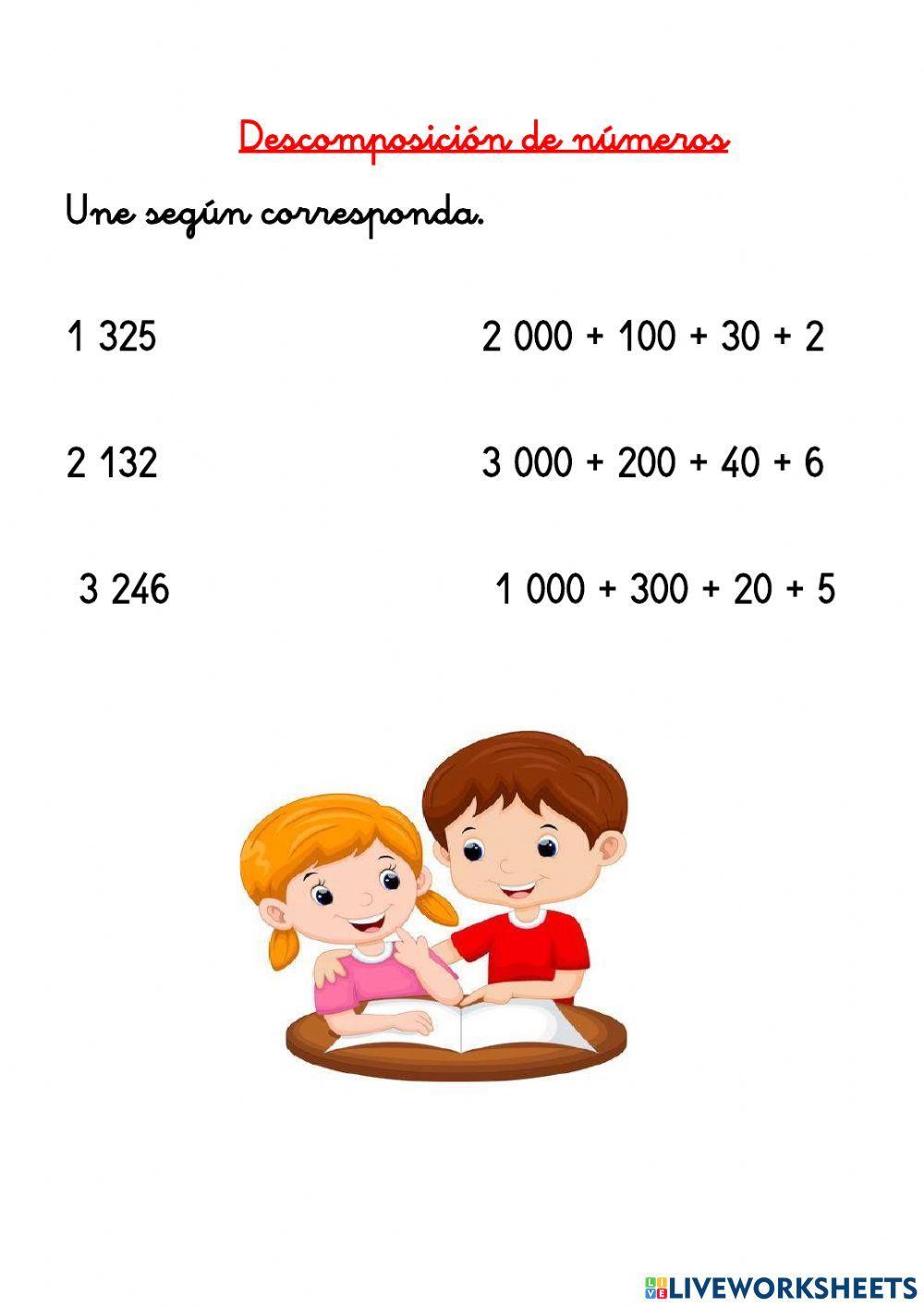 Descomposición de números de cuatro cifras