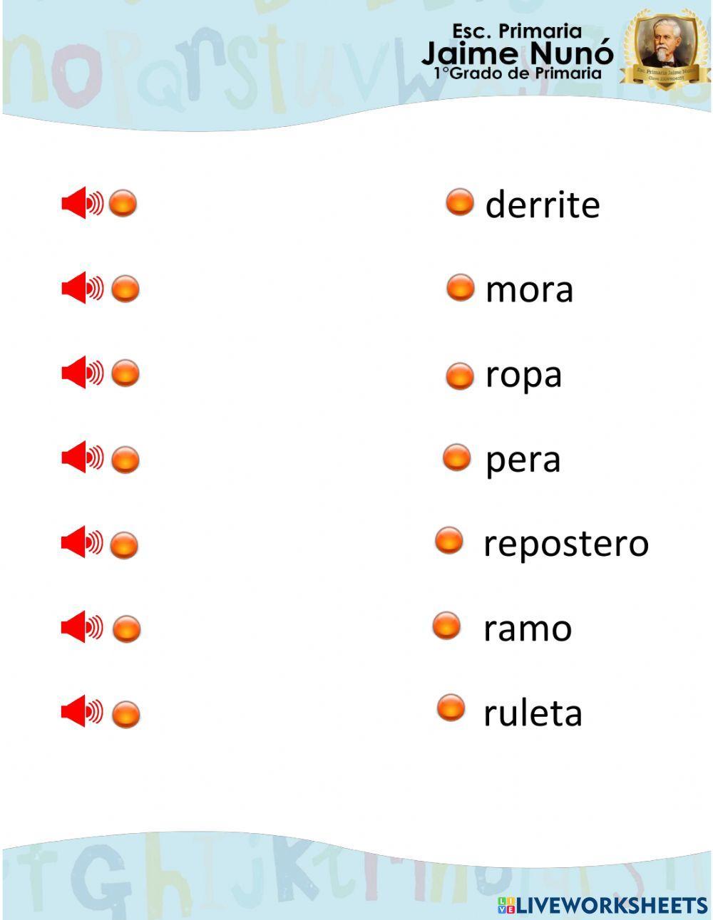 Escucha el audio y une-lo a la palabra