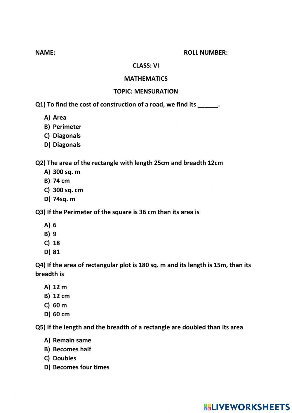 Multiple choice questions