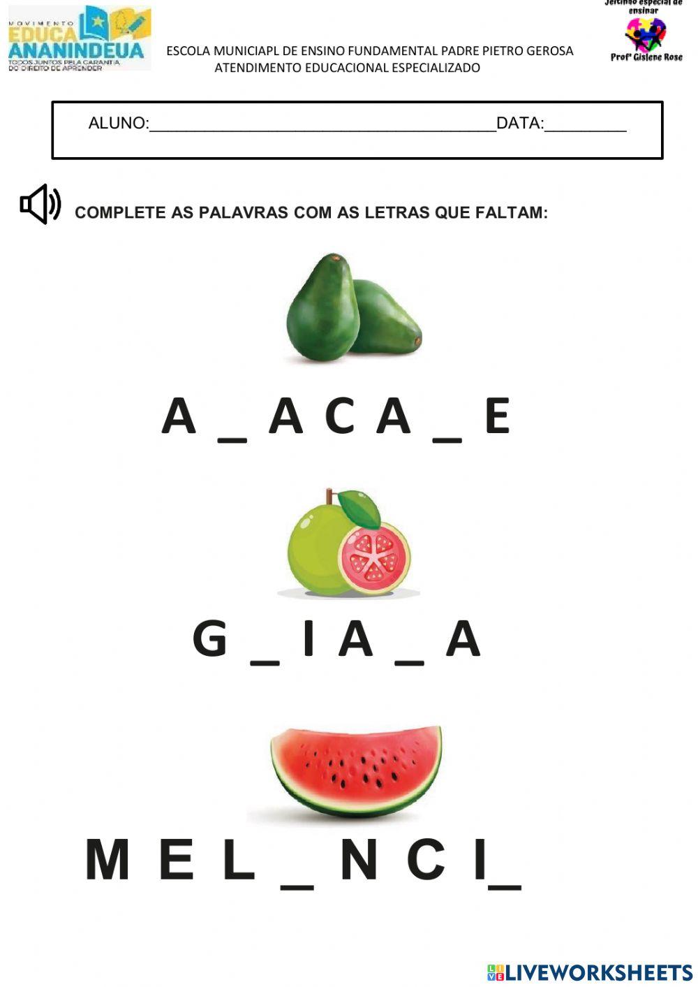 Complete com as letras