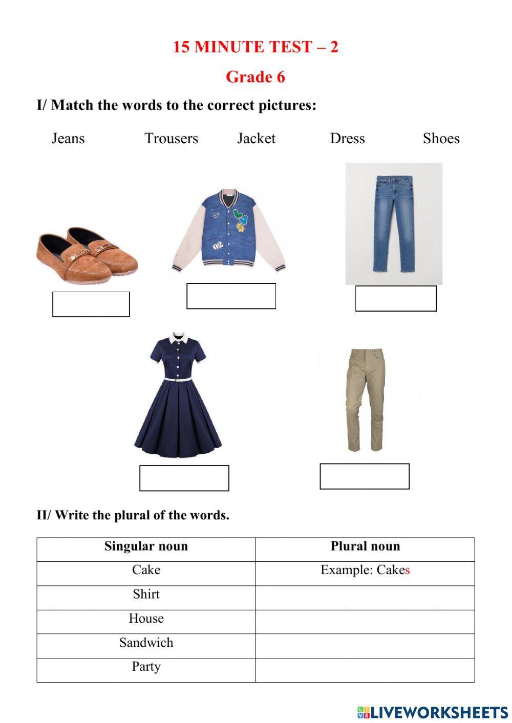 15-minute test 2 - grade 6
