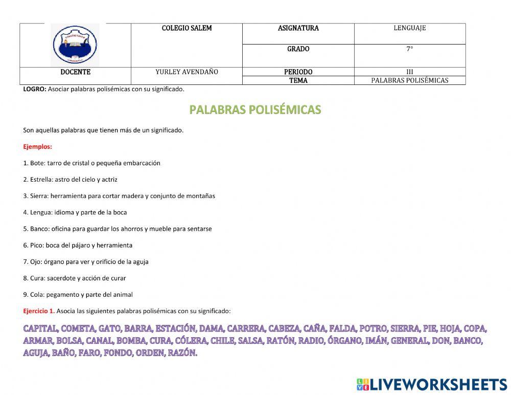 Palabras polisémicas